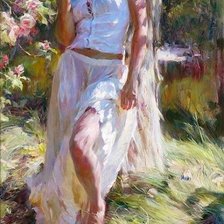 Схема вышивки «dziewczyna przy drzewie»