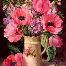 Схема вышивки «Маки в кувшине»