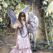 Схема вышивки «хаед девочка-бабочка и единорог»