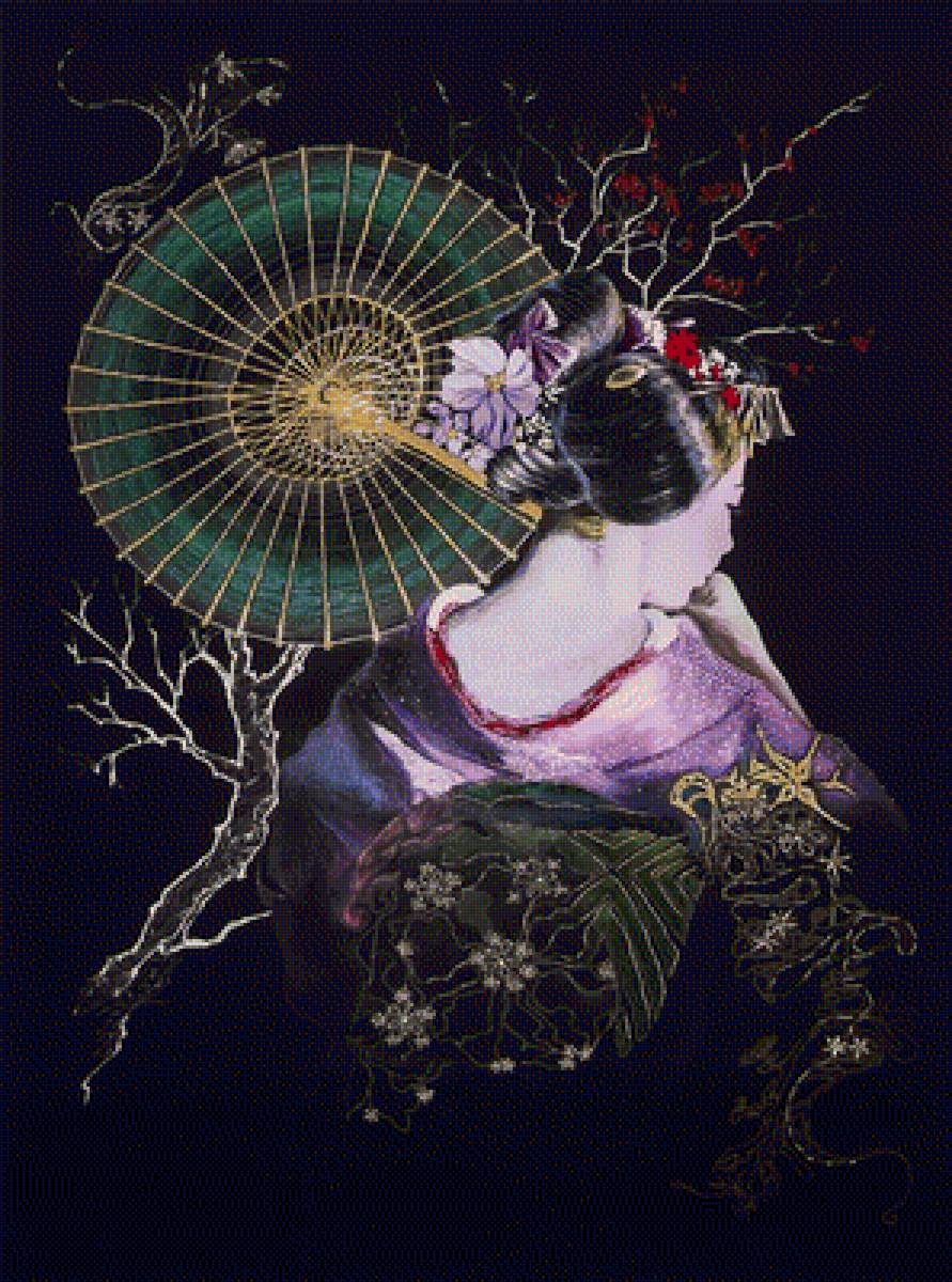 Гейша - гейша, япония, зонт - предпросмотр