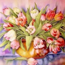 Схема вышивки «тюльпаны в вазе»