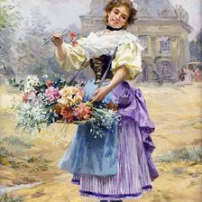 ЦВЕТОЧНИЦА. ФРАНЦУЗСКИЙ ХУДОЖНИК LOUIS MARIE DE SCHRYVER