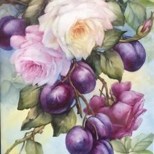 Схема вышивки «švestky a růže»