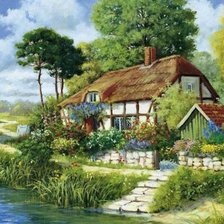 Схема вышивки «деревенский домик»