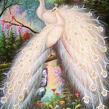 Схема вышивки «белые павлины»