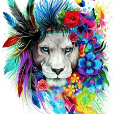 Схема вышивки «лев»