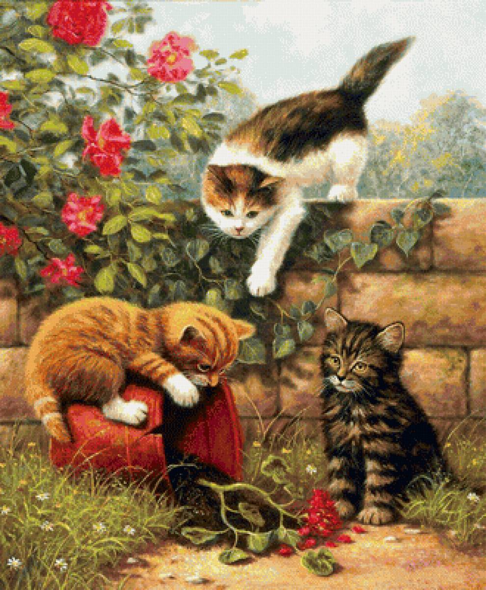 Нечаянно получилось - домашние животные, сад, котята, цветы - предпросмотр