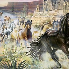 Схема вышивки «Лошади»