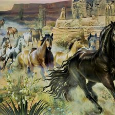 Схема вышивки «Лошади»