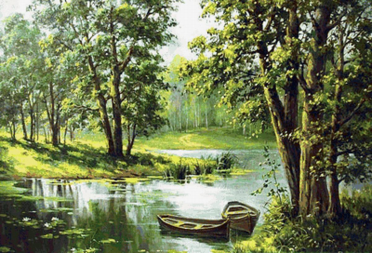 природа - природа, река, лодка - предпросмотр