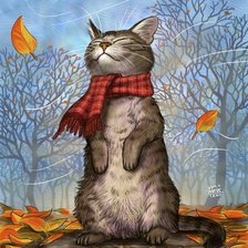 Схема вышивки «Осенний котик»