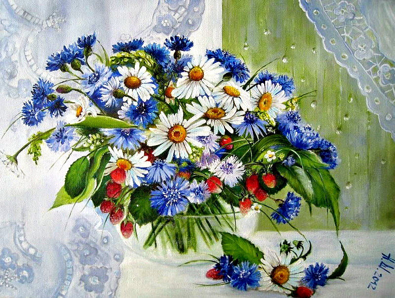 летний букет - букет. цветы. ромашки - оригинал