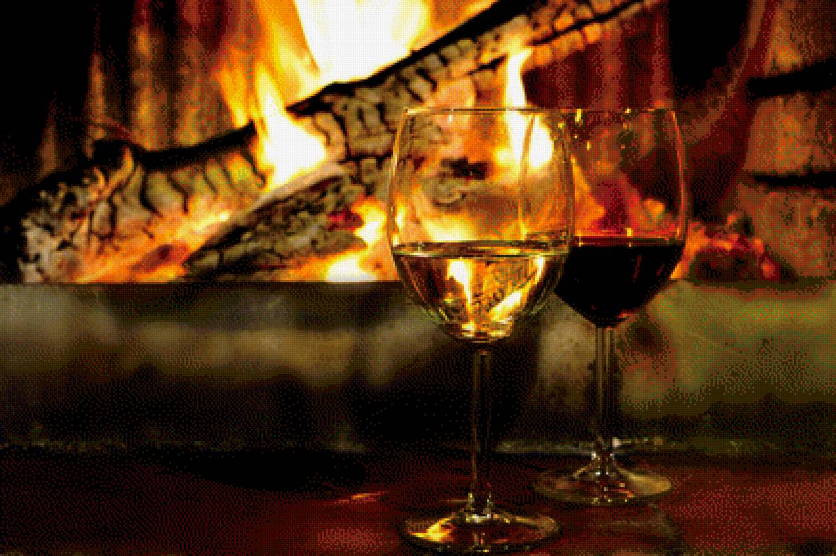 Бокалы - бокалы, романтика, камин - предпросмотр