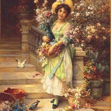 Схема вышивки «милая цветочница»