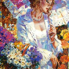 Схема вышивки «Дама с цветами»