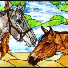 witraż-konie
