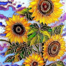 Схема вышивки «witraż-słoneczniki»