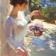 Схема вышивки «Kobieta z kwiatami»