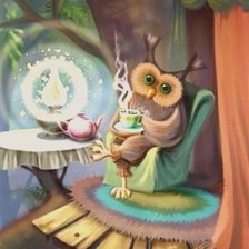 Схема вышивки «сова с чаем»