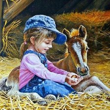 девочка и жеребенок