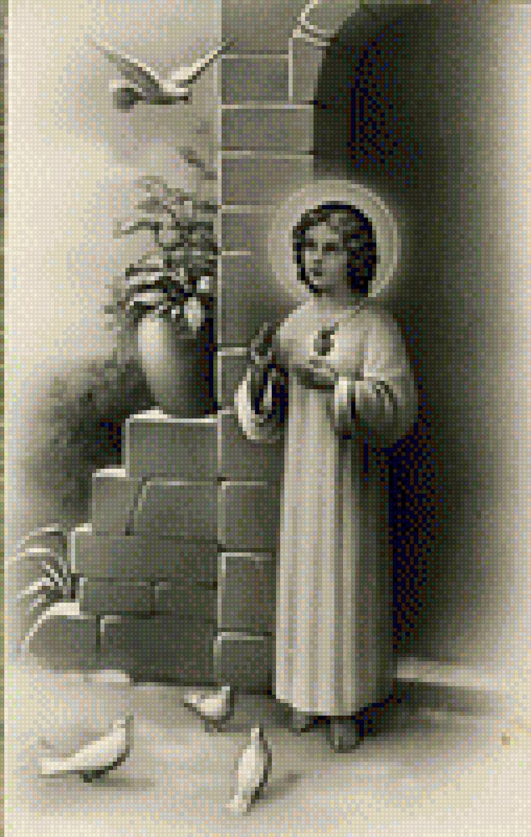 Menino Jesus . Pombas - religioso - предпросмотр