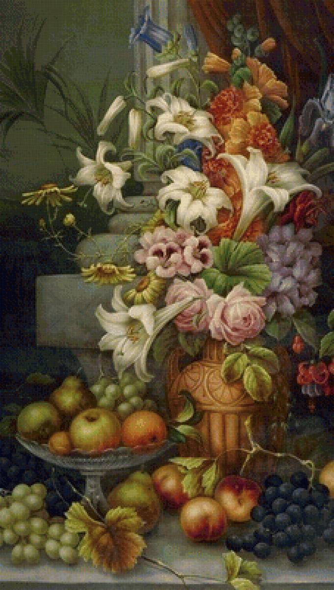 Натюрморт с лилиями - фрукты, цветы, ягоды - предпросмотр