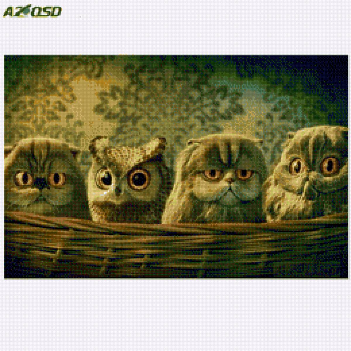 коты и сова - предпросмотр