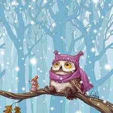 Схема вышивки «Совенок и мышка»