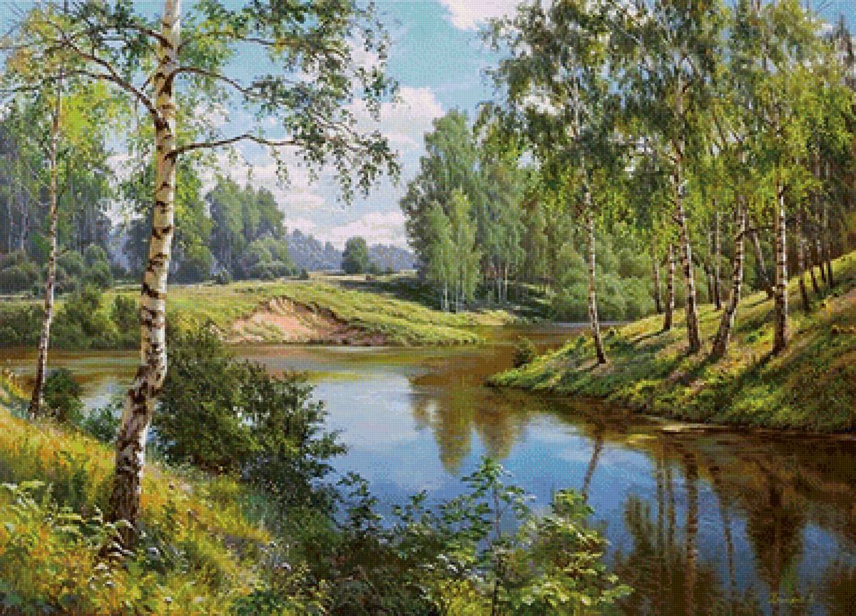 №1577696 - береза, природа, лето, река - предпросмотр