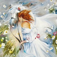 Схема вышивки «Девушка и лошадь»