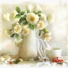 Схема вышивки «НАТЮРМОРТ С РОЗАМИ»