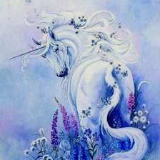 Схема вышивки «Голубой единорог»
