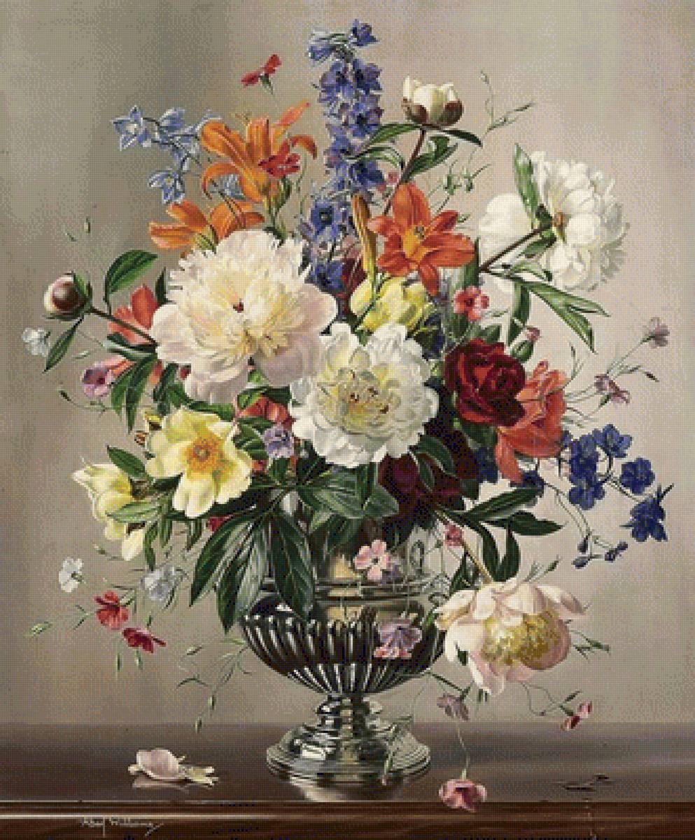 НАТЮРМОРТ С ЦВЕТАМИ - натюрморт с цветами, by albert williams (1922-2010) - предпросмотр