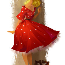 Схема вышивки «Девушка с собачкой»