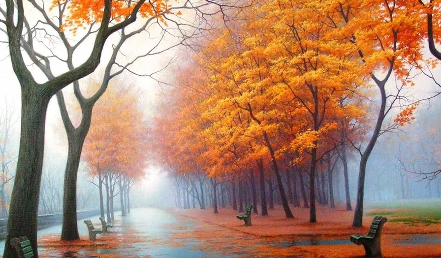 осень в городе - город, дождь, осень - оригинал