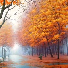 Схема вышивки «осень в городе»