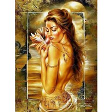 Схема вышивки «девушка с раковиной»