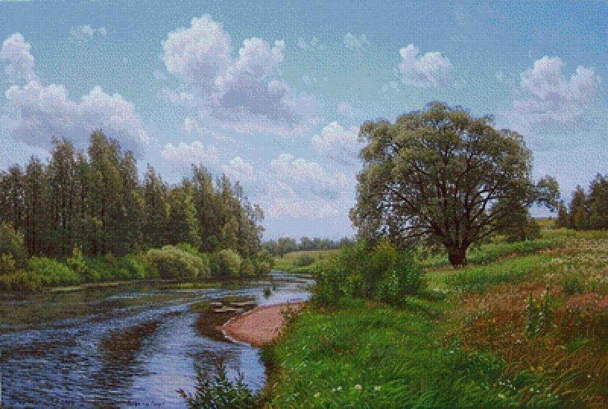 Худ. Александр Васильевич Зорюков - река, пейзаж, лето - предпросмотр