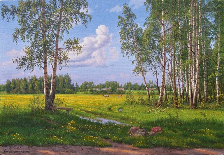 Худ. Александр Васильевич Зорюков - лето, пейзаж - оригинал
