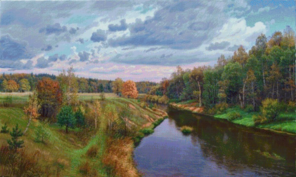 Худ. Александр Васильевич Зорюков - река, осень, пейзаж - предпросмотр