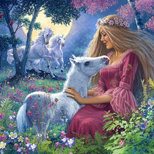 Схема вышивки «Девушка и лошади»