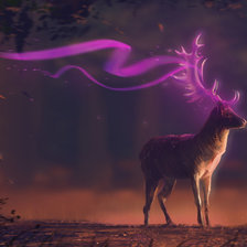 Схема вышивки «Олень с розовой лентой»