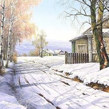 Схема вышивки «wioska zimą»