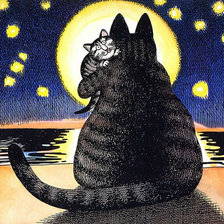 Схема вышивки «кот и луна»