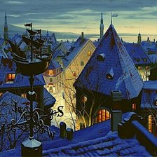 Схема вышивки «Крыши ночного города»