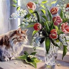 Схема вышивки «кошка на окошке»