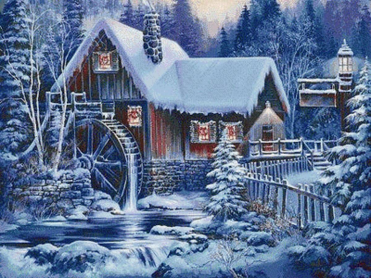 Młyn wodny zimą - предпросмотр