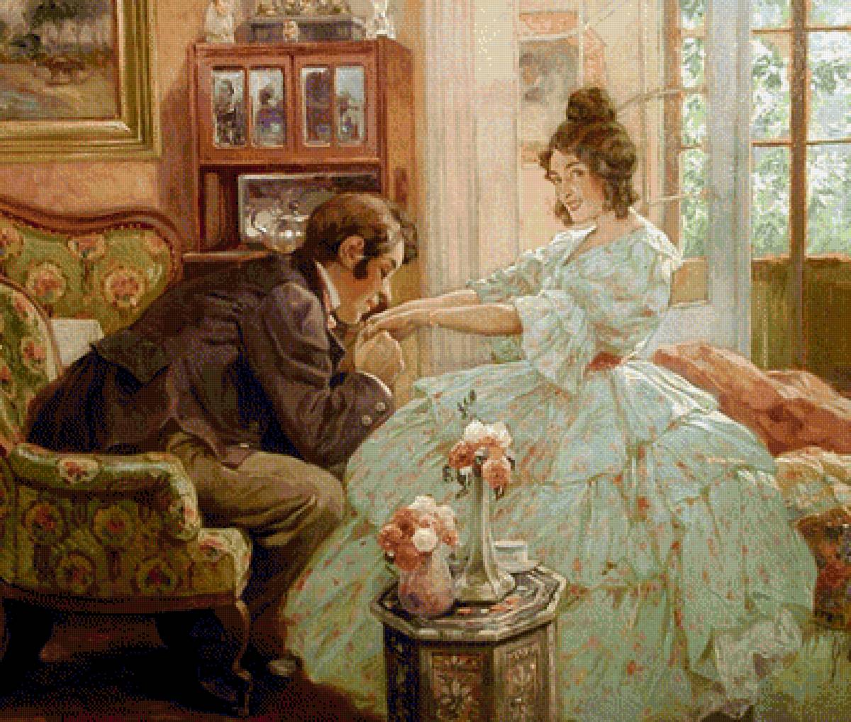 Целую ручки - любовь, поцелуй, картина, люди - предпросмотр