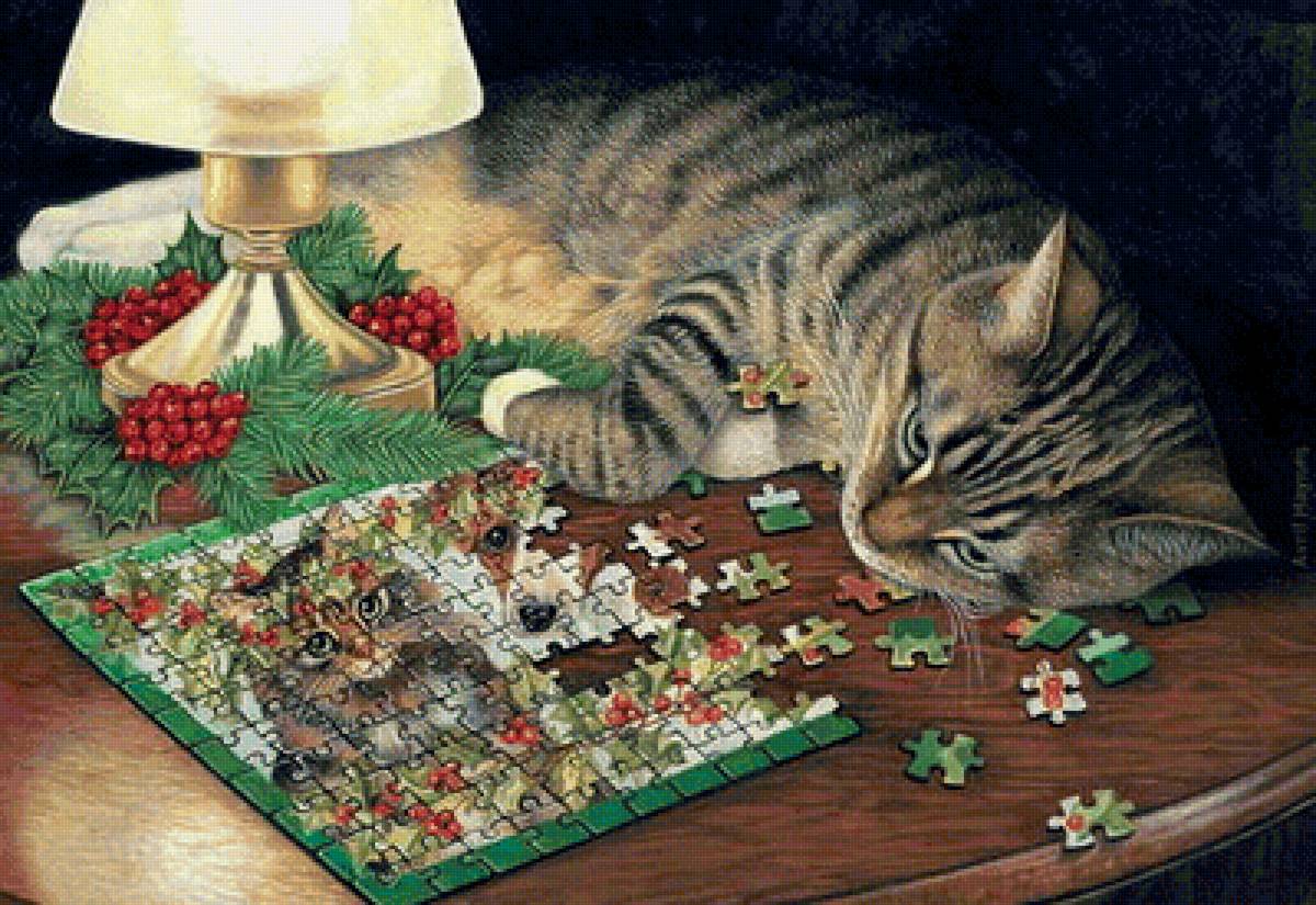 Мир животных - арт, кот, животное - предпросмотр