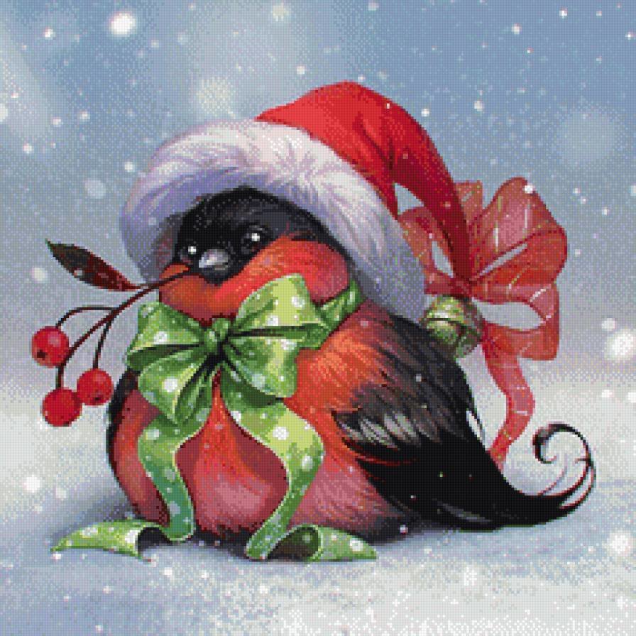 снегирёк - новый год, зима, птицы - оригинал